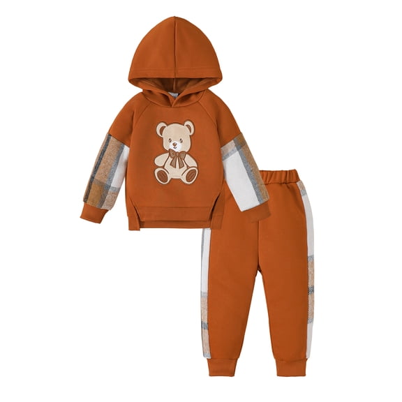 18 Months Baby Girls Clothes 24 Months Girls 2PCS Hoodie Outfits Set Toddler Girls Long Sleeve Top Pants Set Brown