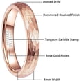 thumbnail image 5 of 4mm Women's Rose Gold Hammered Tungsten Ring Multifaceted Wedding Band Brushed Finish, 5 of 6