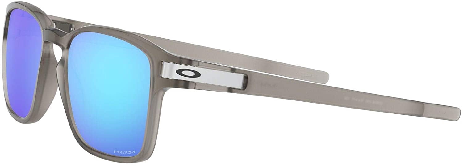 Oakley Mens Oo9358 Latch Square Low Bridge Fit Rectangular Sunglasses Matte Grey Ink/Prizm Sapphire 55 Millimeters