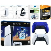Sony PlayStation 5 Slim Digital Astro Bot Bundle with Disc Drive, Extra Controller, MightySkins Voucher and 1 Year Extended Warranty - Cobalt Blue