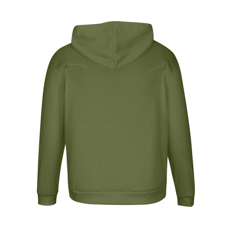 EchfiProm Long Sleeve Sweatshirt for Men Army Green Hoodie
