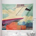 thumbnail image 1 of Airport Tapestry, Colorful Grunge Vintage Design Illustration of Air Cargo Plane and Containers, Fabric Wall Hanging Decor for Bedroom Living Room Dorm, 5 Sizes, Multicolor, by Ambesonne, 1 of 1