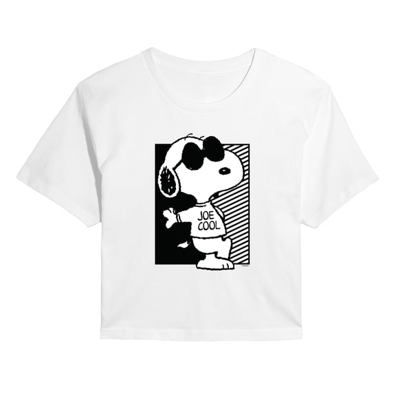 Peanuts - Snoopy Too Cool - Juniors Cropped Graphic T-Shirt