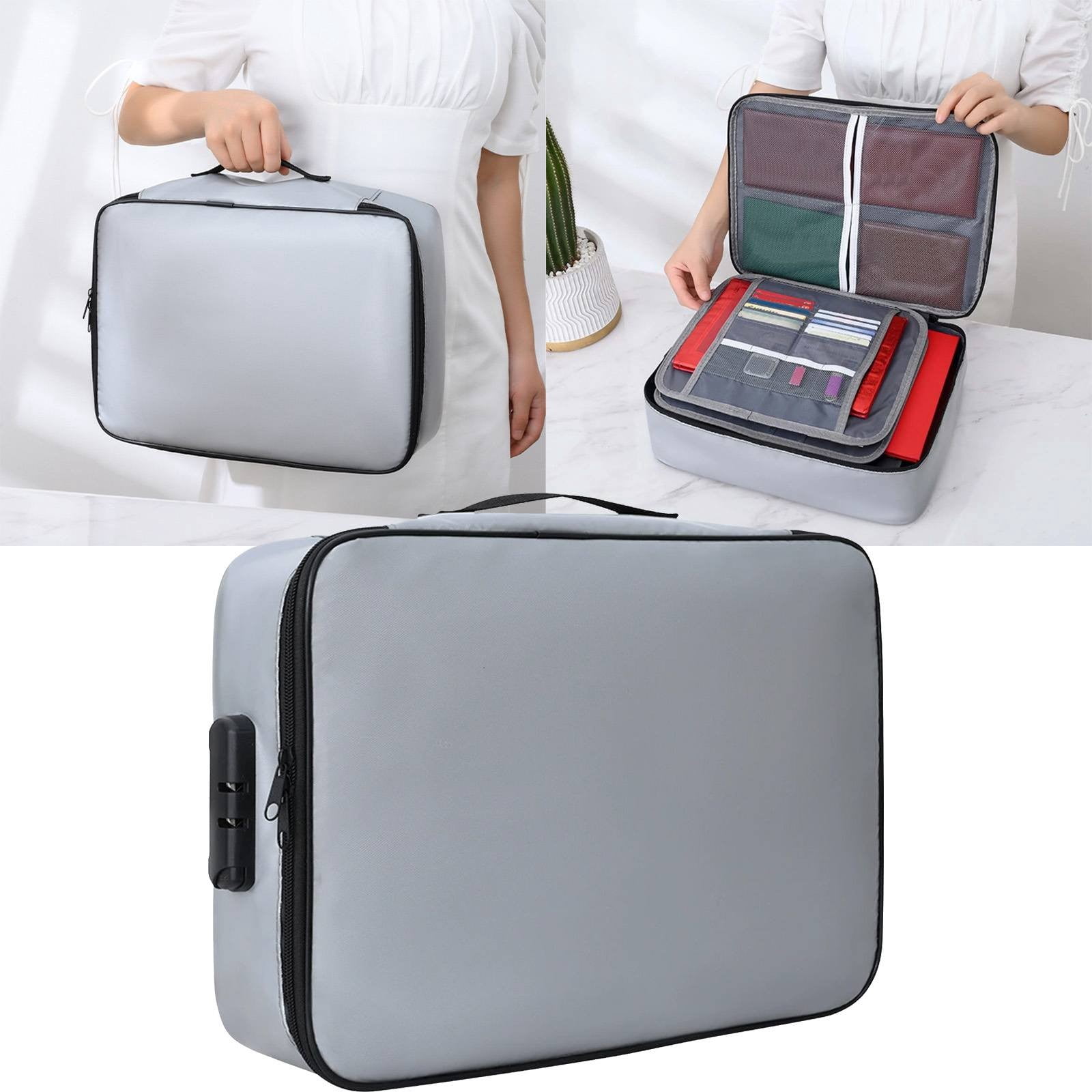 BinKFF Fireproof File Organizer with Lock, Hard-Shell Case Fireproof Document Box with Pocket Accordion File Folder, Portable Home Office Travel Safe Storage for Important Documents Laptop