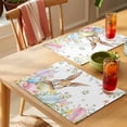 thumbnail image 4 of Easter Placemats Set of 4 Spring Rabbit Colorful Eggs Budding Florals Leaf Place Mats Indoor Wipeable Table Mats Washable Cloth Dining Table Placemats for Kitchen Holiday Party Home Decor 13x19 Inch, 4 of 9
