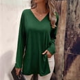 thumbnail image 6 of Womens Long Sleeve Tops T Shirts V Neck Casual Top Comfortable Shirt Soft Basic Tees Women Blouses Green XL, 6 of 8
