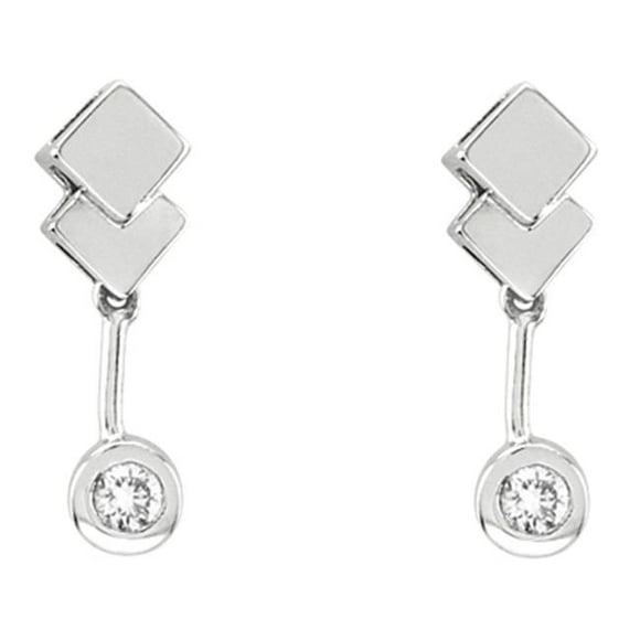 14K Gold Bezel Set Earrings With 0.15 Ct. Of Diamonds