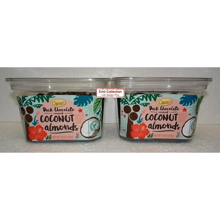 Choceur Dark Chocolate Covered Coconut Almonds 10oz 283g (2 Tubs)