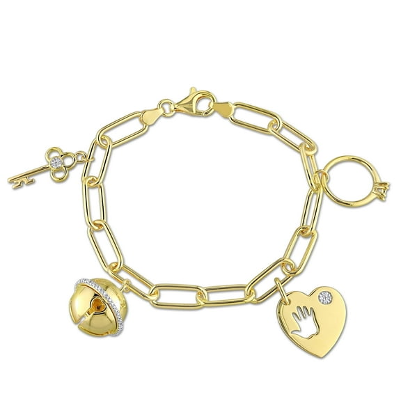 Everly Women's Diamond Yellow Gold Plated Bracelet