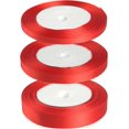 thumbnail image 1 of Cinta de raso roja Cinta de regalo navideña Cintas de 6 mm 10 mm 15 mm para manualidades Envoltura de regalos Decoraciones navideñas (22 m/rollo X 3 rollos) (Rojo), 1 of 5