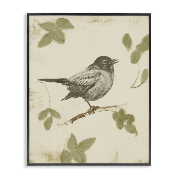 Stupell Industries Bird Scene over Neutral Black Framed Giclee Art, design by Lanie Loreth