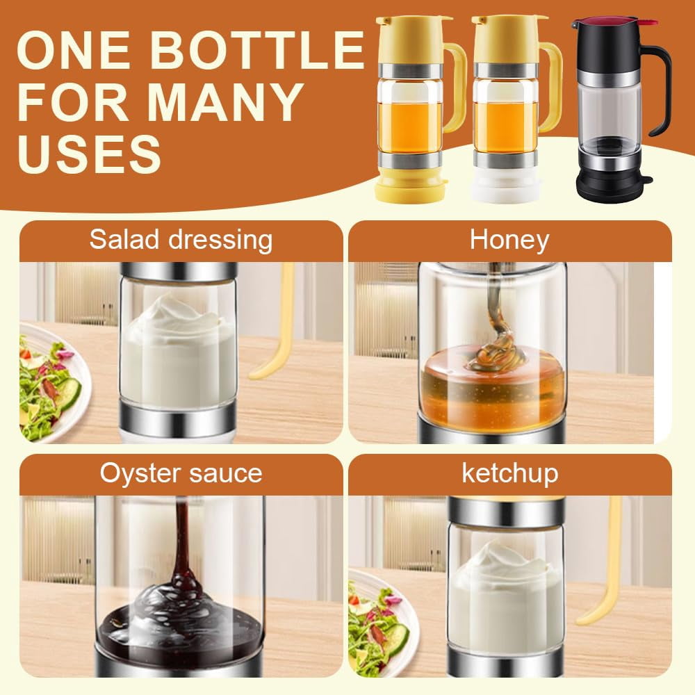 No-Drip Honey Dispenser,Honey Dispenser No Drip with Base, Maple Syrup Dispenser, 9 OZ Honey Jar with Handle, Syrup Dispenser for Coffee, Tea