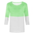 thumbnail image 4 of IROINID T-Shirts pour Femmes à Manches 3/4 Réduits Imprimés, T-shirt Ample, Blouse Mi-Longue, Col Rond, Hauts de Détente, Vert Menthe, 4 of 4