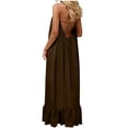 thumbnail image 6 of Purcolt Womens Summer Pleated Maxi Dresses Casual Oversized Halter Backless Sleeveless Ruffle Hem Flowy Cami Dresses Beach Sundress Swim Coverups, 6 of 8