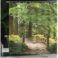 thumbnail image 4 of Ambesonne Forest Shower Curtain, Wooden Bridge over Pond, 69"Wx75"L, Green Brown, 4 of 5