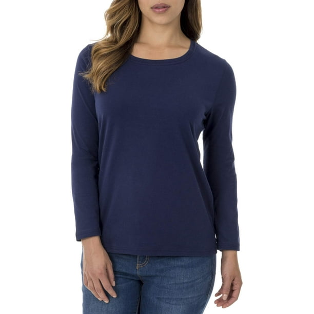 Faded Glory - Women's Essential Long Sleeve Sustainable Crewneck T ...