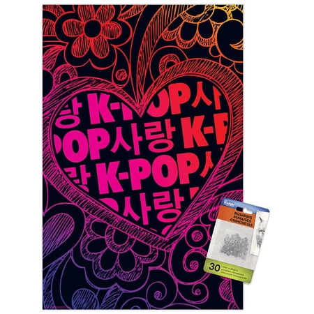 K-Pop Wall Poster with Push Pins, 14.725" x 22.375"
