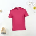 thumbnail image 6 of Boys Shirts Cotton Youth Solid Color Short Sleeve T Shirt Short Sleeve Summer Casual Tops Graphic Tees Hot Pink 6 Years-7 Years, 6 of 6