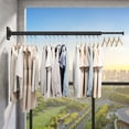 thumbnail image 4 of CHAHUANV Wall Mounted Clothes Drying Rack, Collapsible Laundry Drying Rack, Retractable Foldable Drying Rack Clothing for Hanging Clothes,Black-Hooks, 4 of 8