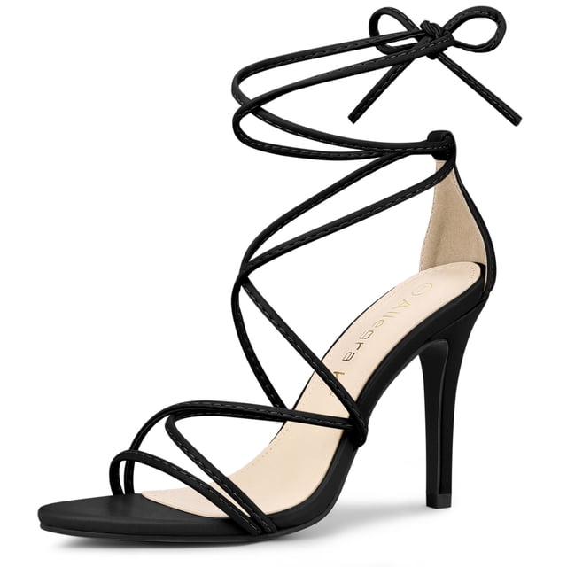 De mujer Tacones con tiras Con Cordones Tacón de aguja Sandalias Negro 39