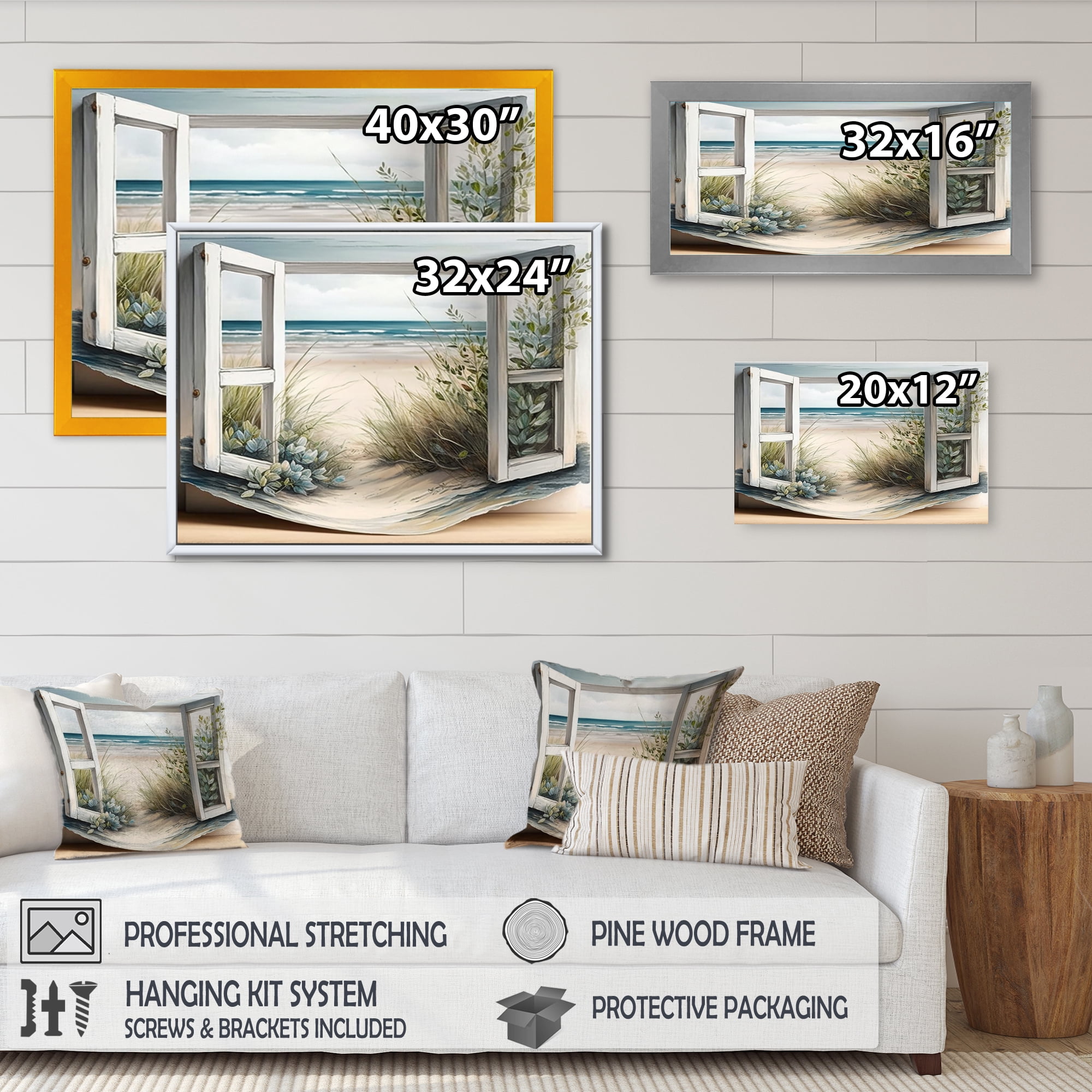 Designart Window To The Beach V Canvas Wall Art