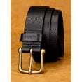thumbnail image 5 of Catelles Men's Genuine Leather Pin Brass Buckle Black Belt, Business Casual Wear&For waist 50in Width 1.5in(3.8cm), 5 of 8