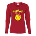 thumbnail image 2 of Wild Bobby, Cute Ribbon Bow Softball Mom Gift, Mother's Day, Women Graphic Long Sleeve T-Shirt, Red, X-Large, 2 of 3