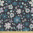 thumbnail image 2 of Floral Fabric by the Yard, Various Colorful Flowers Print in Violet Tones Vintage Style Art, Decorative Upholstery Fabric for Sofas and Home Accents, Sea Blue Lilac by Ambesonne, 2 of 5