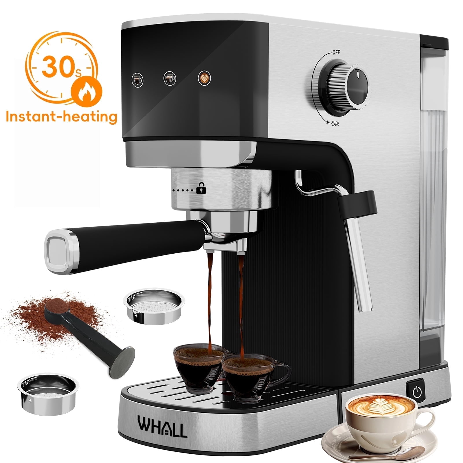 Whall 20 Bar Touchscreen Espresso Machine, Stainless Steel