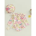 thumbnail image 3 of Musuos Baby Girls Swimsuit, 6 9 12 18 24M 3Y Flower Print Long Sleeve Zipper Swimwear with Hat Summer Cute Bathing Suit for Toddler, 3 of 10