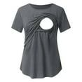 thumbnail image 5 of VEKDONE Nursing Shirts for Womens Breastfeeding Pregnancy Tunics Short Sleeve Maternity Tops Double Layer Pullover Crewneck Pregnant Tunic Tee Postpartum Clothes Gray S, 5 of 8