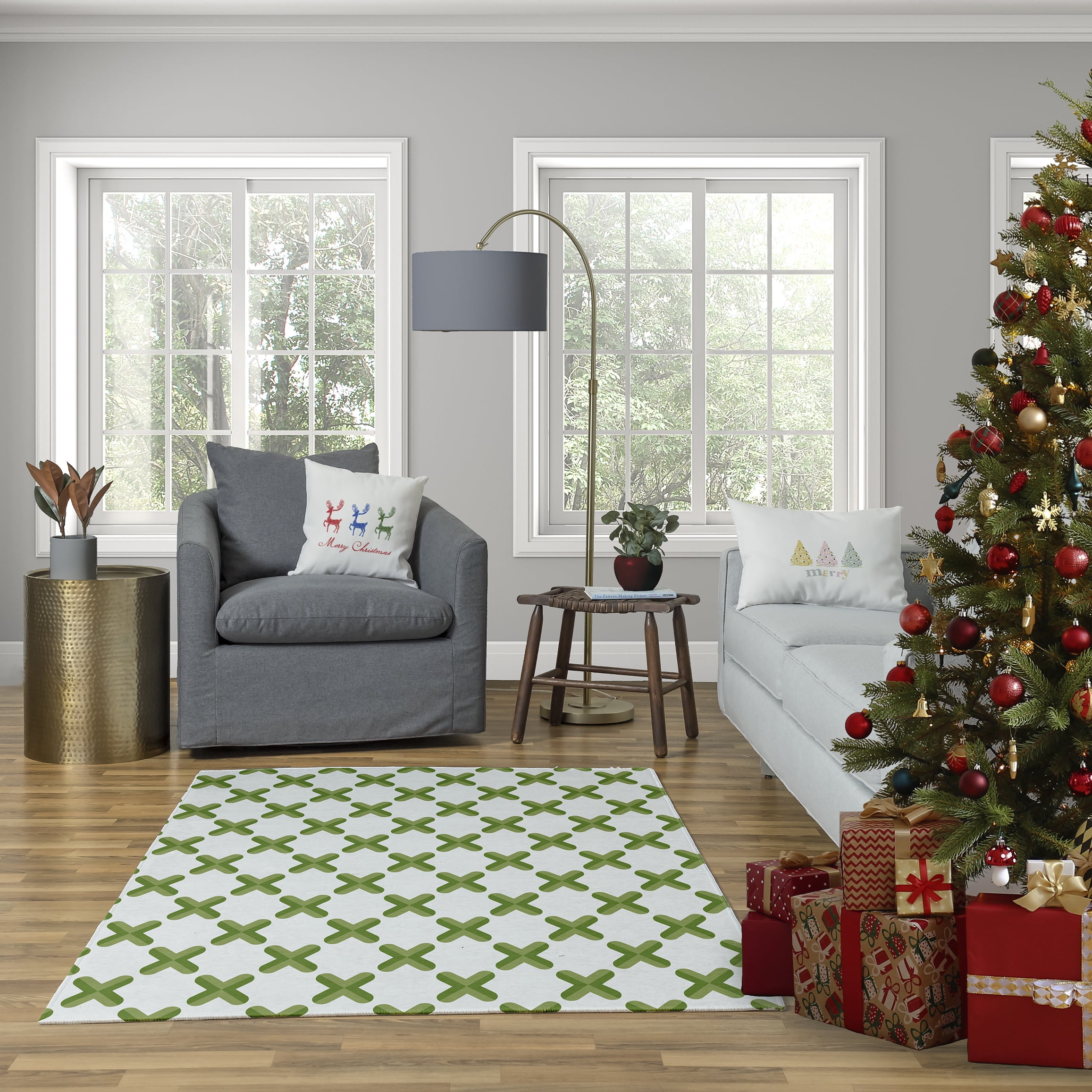 Simply Daisy 26" x 26" Merry Christmas Reindeer Decorative Throw Pillow