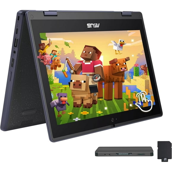 ASUS 11.6" HD Touchscreen 2-in-1 Laptop for Students, Intel Celeron N100, UHD Graphics, 4GB RAM, 288GB Storage(128GB SSD+160GB Docking Station Set), Webcam, Wi-Fi 6, Win11 Pro, Mineral Grey