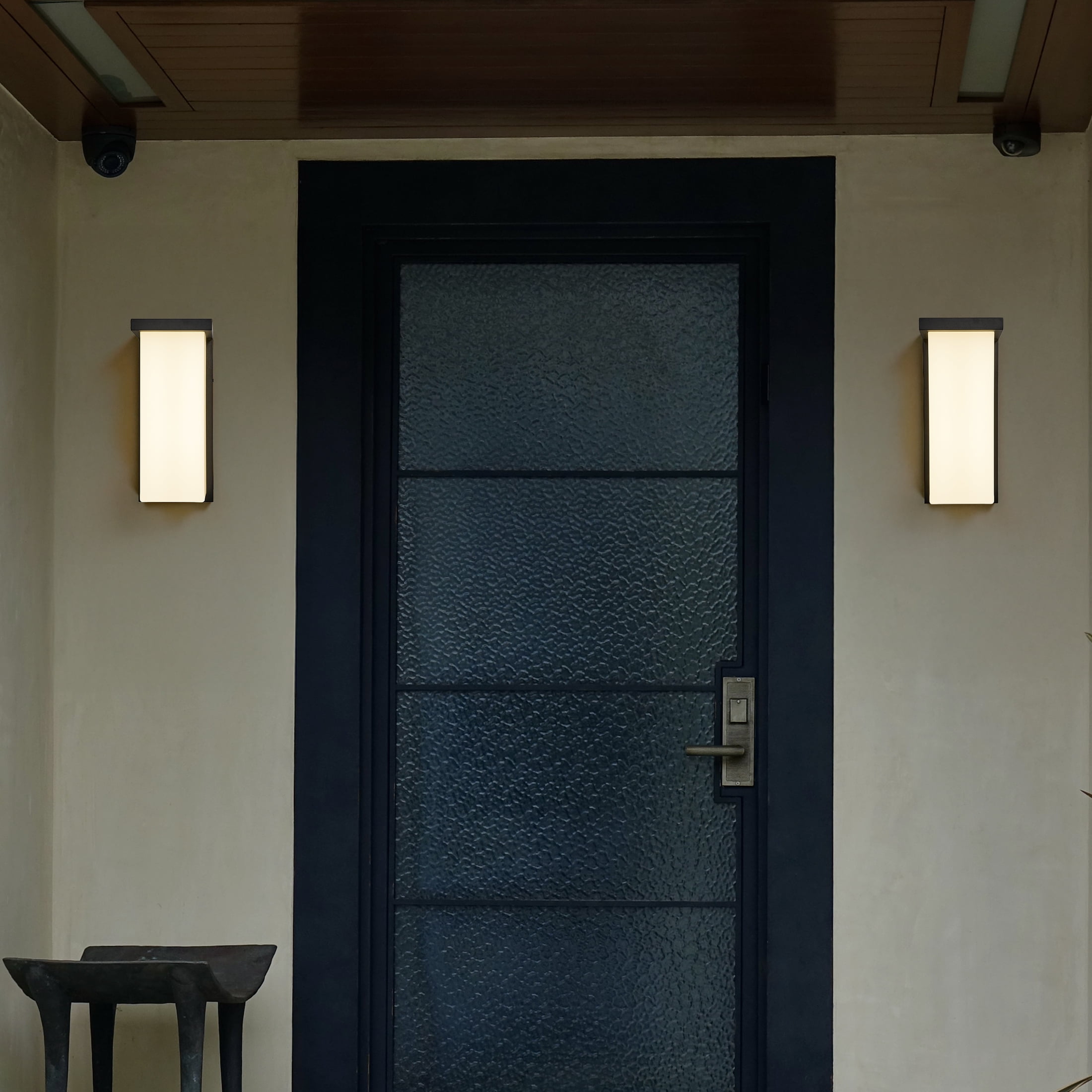 Maxxima 14" LED Outdoor Wall Light, Black w/ Frosted Lens, Modern Porch Light, 2500 Lumens, 5 CCT 2700K-5000K