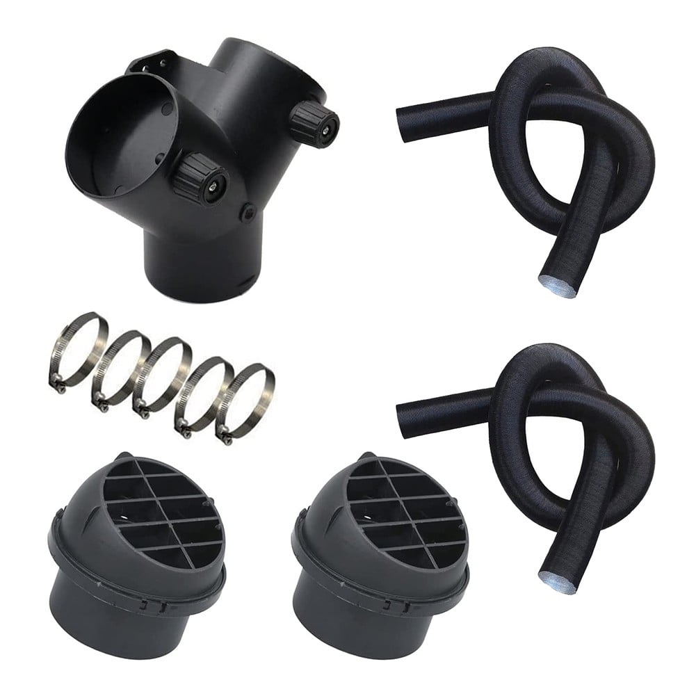 60mm Pipe Ducting Y Piece + Warm Air Outlet Vent & Hose Clip For Diesel Heater