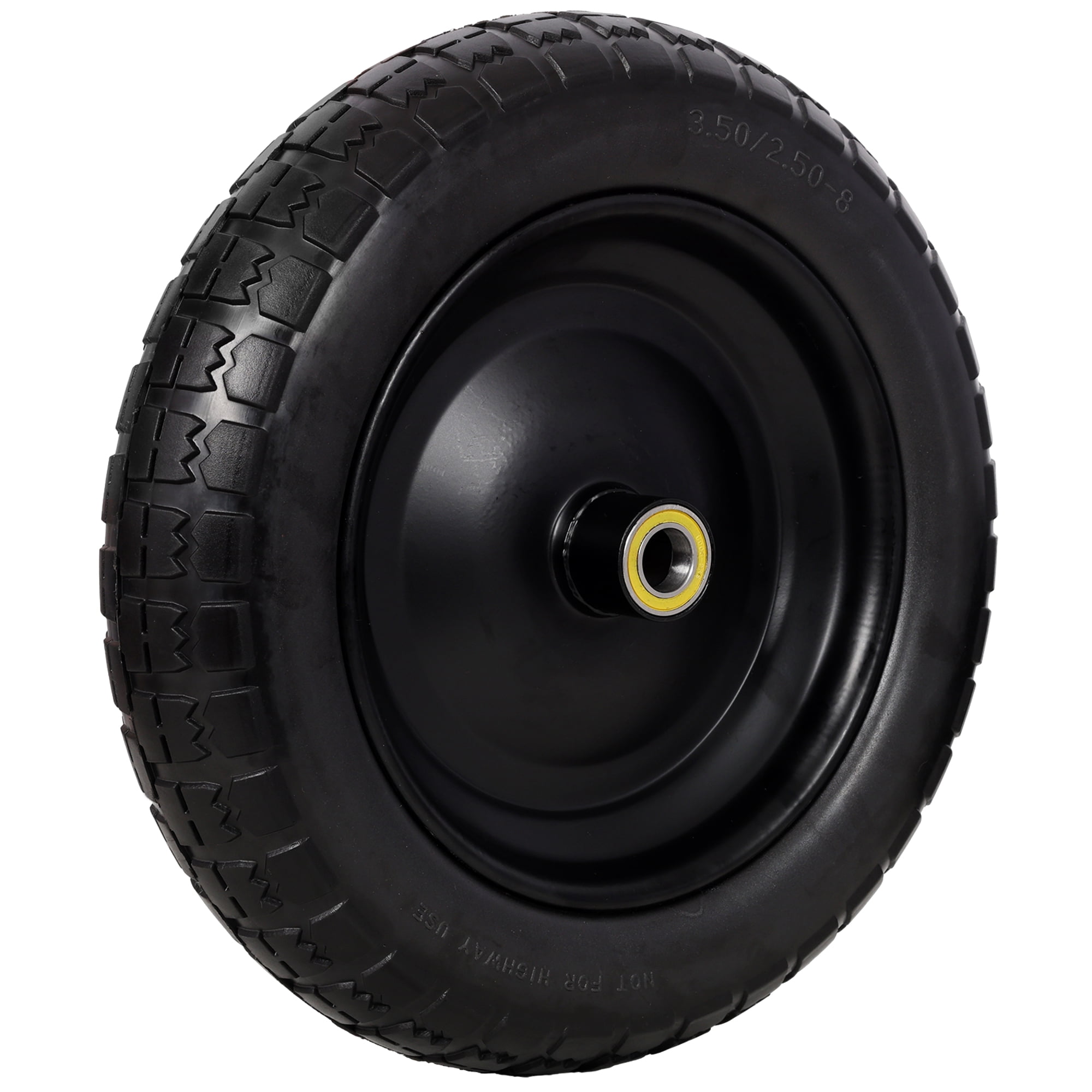 Leumius 4-Pack 13in Flat-Free PU Foam Tires Fit Wheelbarrow for Garden Wagon Cart, Hand Trucks and Utility Cart with 3/4" and 5/8" Bearings Kit