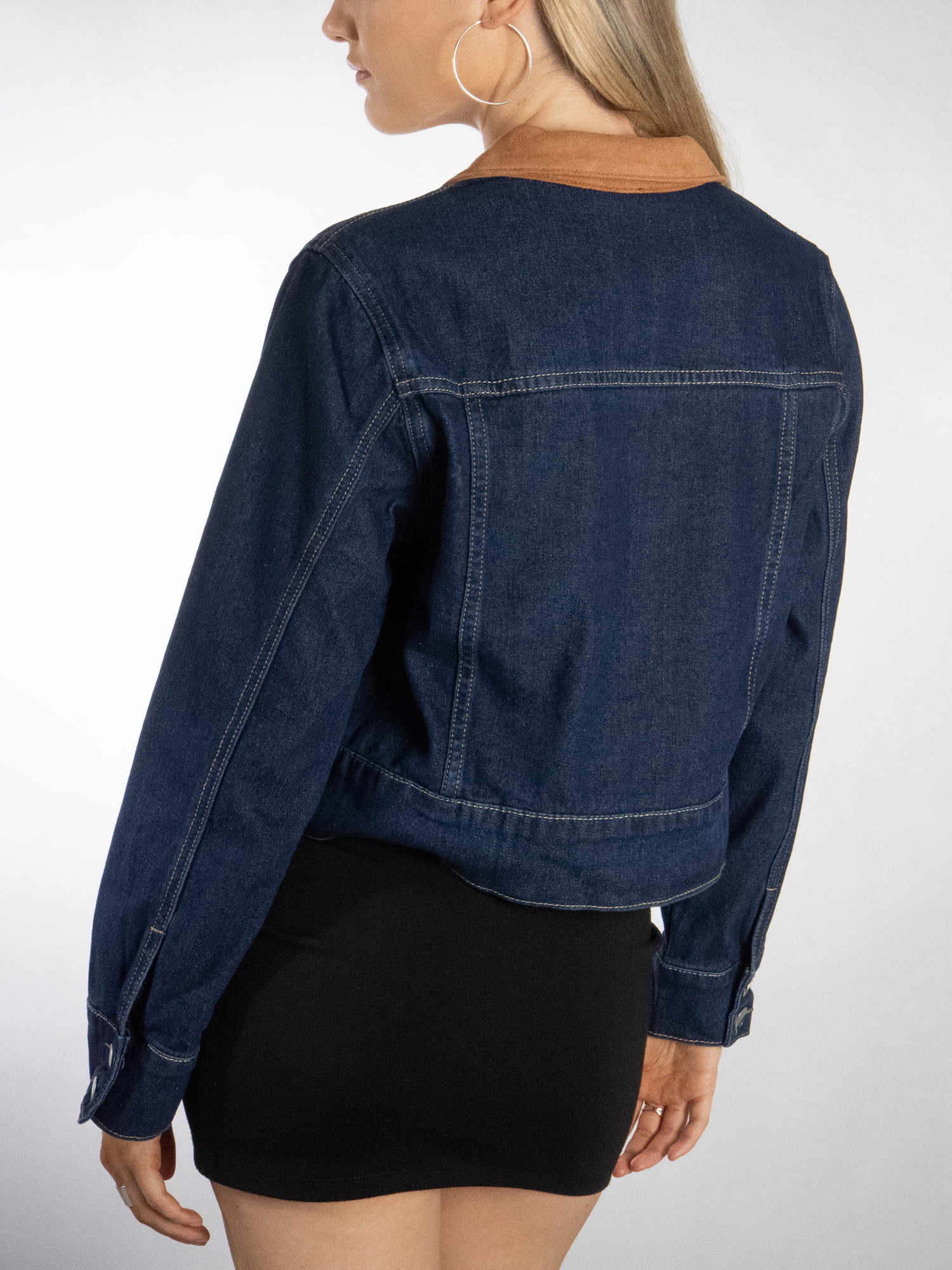 DARING DIVA Women's Stylish Triple Tie Denim Jacket M Dark Denim Blue