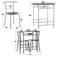 thumbnail image 3 of Hassch 3 Pieces Dining Set for 2 Person, Kitchen Breakfast Table Set with Storage Rack & Metal Frame for Living Room Apartment, Space Saving, Black, 3 of 7