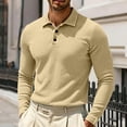 thumbnail image 6 of Havenx Men's Polo Shirts Long Sleeve Button Collared Polo Mesh Ice Silk Textured Quick Dry Shirts Breathable Casual Soft Lightweight Fall Winter Clothes,Beige 7XL, 6 of 6
