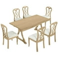 thumbnail image 6 of ACE-Dining Room,7 PCS,Trestle Dining Table Set with 6 Upholstered Dining Chairs supporting 250 LBS for Dining Room,Living Room,Kitchen(Natural), 6 of 12