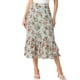 thumbnail image 1 of Faldas de gasa para mujer Inspire Chic, con cintura elástica, volantes, en capas, florales y fluidas, midi, talla XL, verde claro-floral, 1 of 6