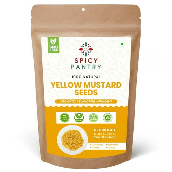 Spicy Pantry Yellow Mustard Seeds –5 lbs, 100% Natural Whole Seeds, Ideal for Pickling & Cooking