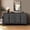 Antique Black + Skeleton + MDF, variant on Vintage Distressed White Farmhouse Sideboard Buffet Cabinet, 4 Decorative Curved Doors Closed Storage Credenza Cupboard,63'' Large Accent Console Cabinet for Entryway, Living Room, Kitchen, Bedroom