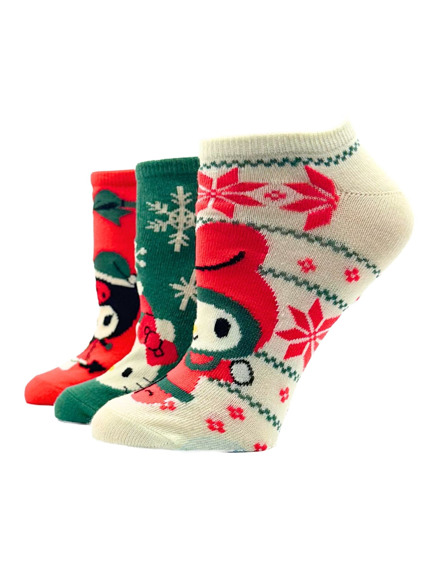 Hello Kitty & Friends Women's Holiday No-Show Socks, 3-Pack, Size 4-10