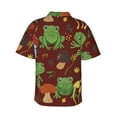 thumbnail image 3 of Fotbe Frogs And Mushrooms Hawaiian Shirt For Men Unisex Summer Beach Casual Short Sleeve Cotton Linen Button Down Shirts-Large, 3 of 9
