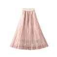 thumbnail image 1 of Gibobby mini faldas de mujer sexy Gasa Cintura Primavera Sólido Largo Mujer Falda elástica Falda acampanada(Rosa, XXL), 1 of 3