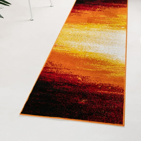 Unique Loom Metro Collection Area Rug - Sunlight (2' x 13' Runner Orange/Black)