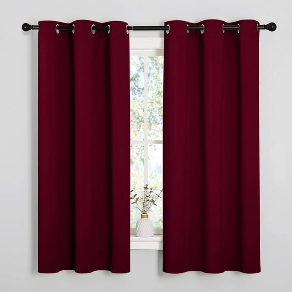 IBAOLEA Blackout Curtains for Theater, Window Curtains Thermal Insulated Drapes, Cold and Heat Reduction Curtains for Kitchen (Wine Red, 2 Panels, W42 x L63 inches) Wine Red 42 in x 63 in (W x L)