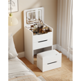 thumbnail image 5 of 3 in 1 Vanity Desk with Plip Top Mirror, Small Make Up Vanity Set with Visible Glass Desktop, Compact Makeup Vanity with 3 Drawers, Cushioned Tool, Dressing Table for Bedroom ( BACK TO SCHOOL ), 5 of 9