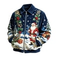 thumbnail image 3 of Sorvello Men's Boho Corduroy Christmas Pixel Print Full Zip Jacket Long Sleeve Loose Fit Collared Coat Top Winter Outerwear with Pockets for Men 2026 Blue XL, 3 of 5
